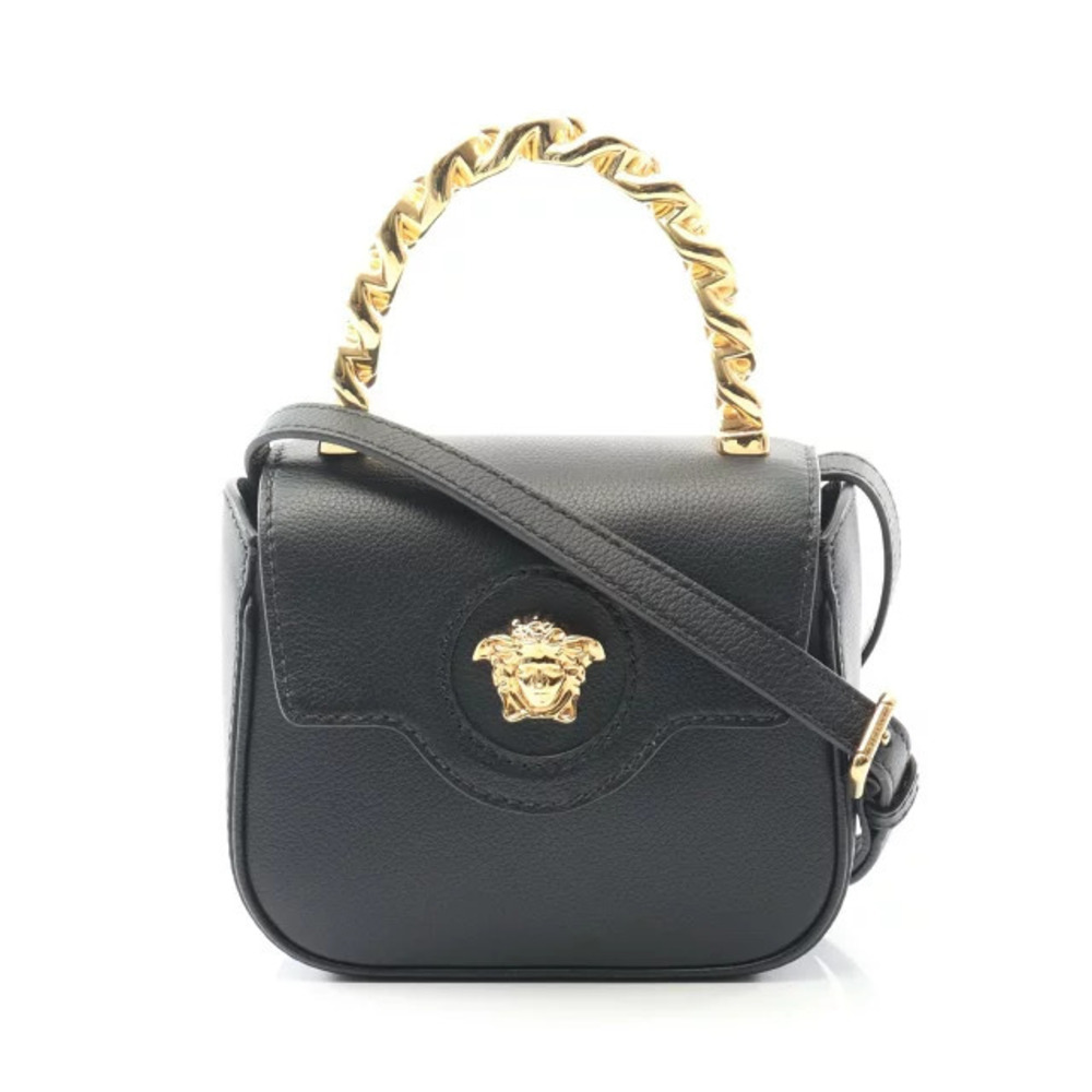 Versace La Medusa Handbag Leather Black